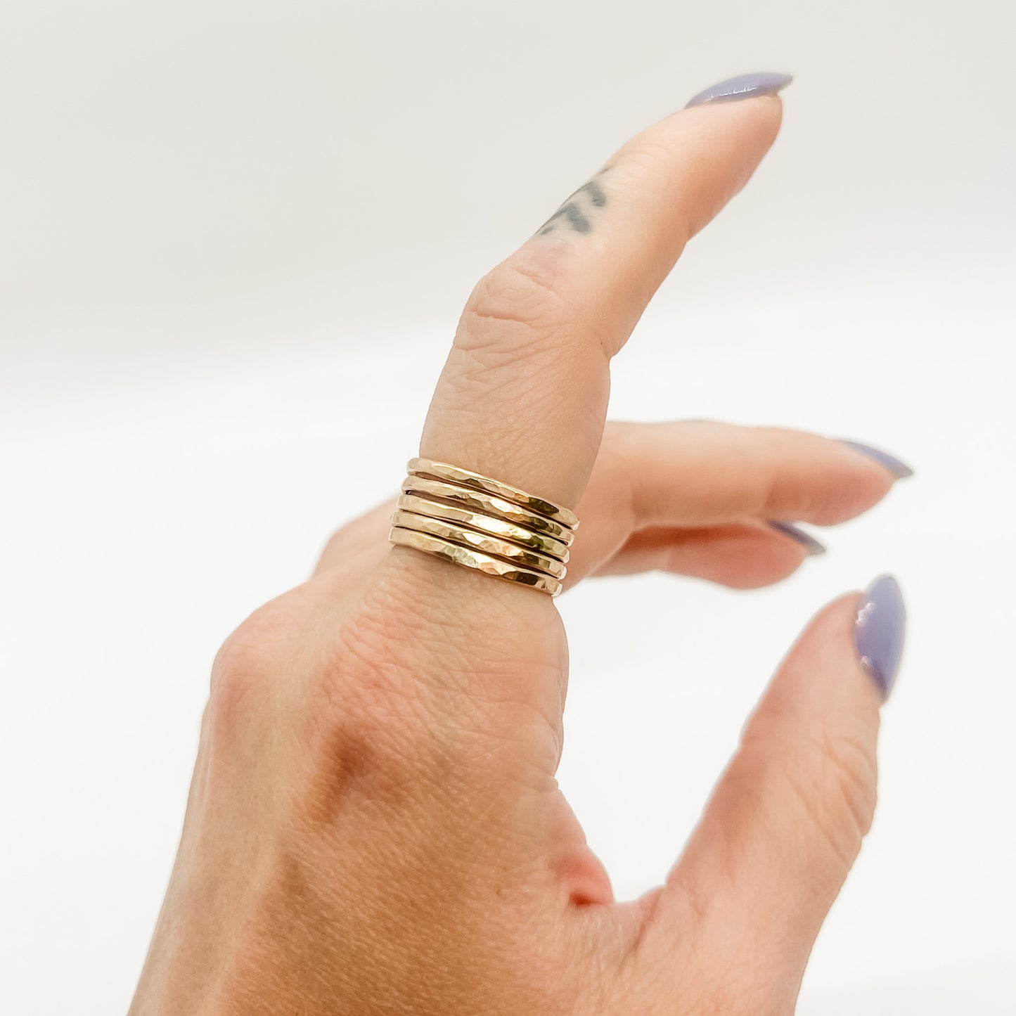 14K Gold Filled Stackers - Hammered (Set of 5)