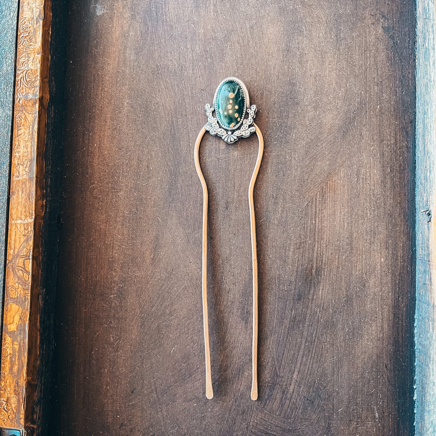 Prickly Pear Ocean Jasper Hairpin #2