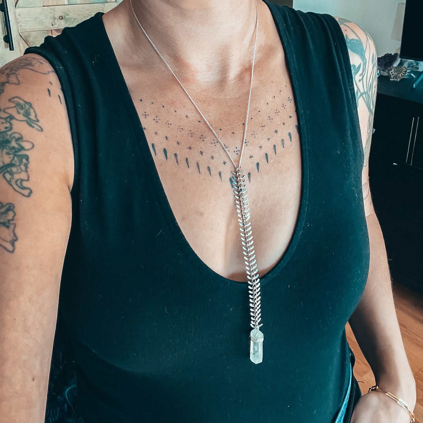 20" Silver Quartz Necklace