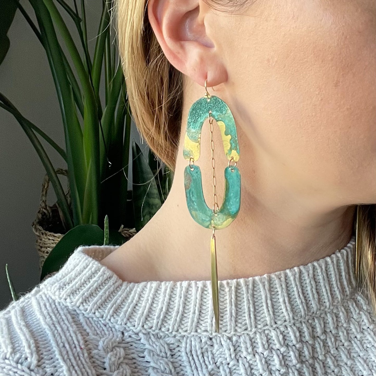 Handcut Brass Statement Earrings