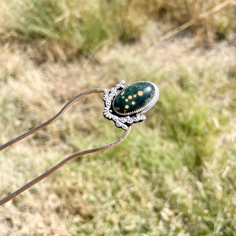 Prickly Pear Ocean Jasper Hairpin #2