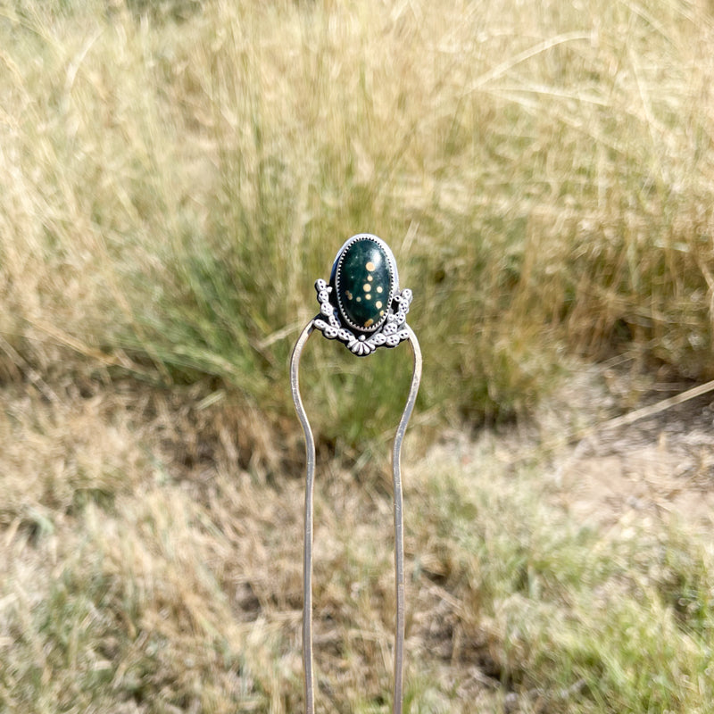 Prickly Pear Ocean Jasper Hairpin #2