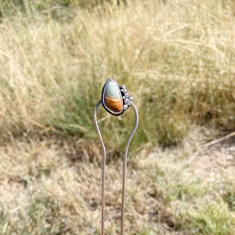 Prickly Pear Picture Jasper Jasper Hairpin #1