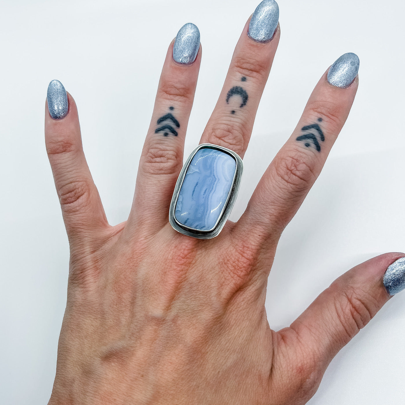 Blue Lace Agate Ring - [FINISHED IN YOUR SIZE]