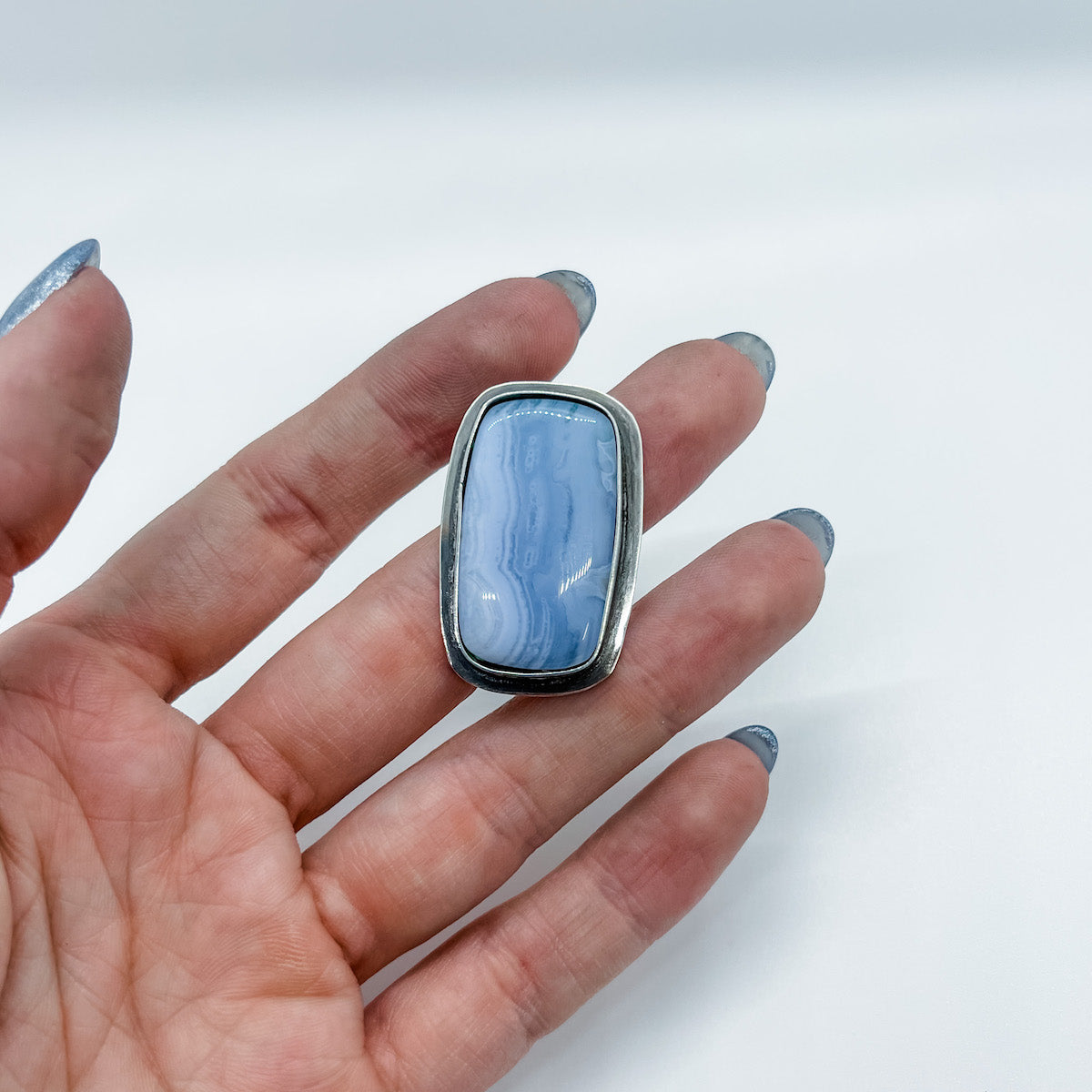 Blue Lace Agate Ring - [FINISHED IN YOUR SIZE]