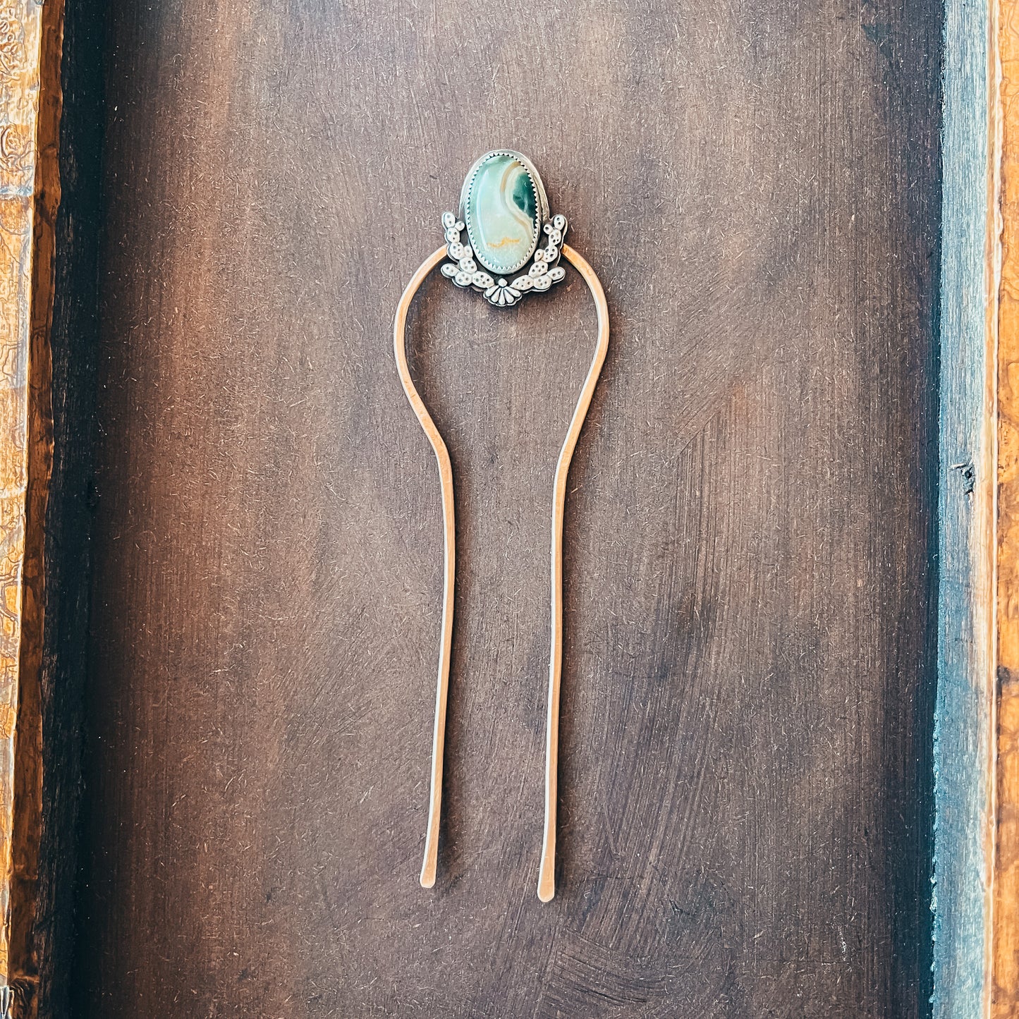 Prickly Pear Ocean Jasper Hairpin #1