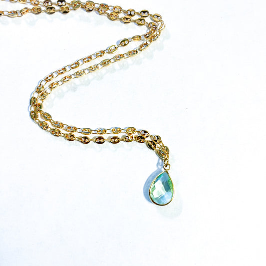 18" Aqua Teardrop Necklace