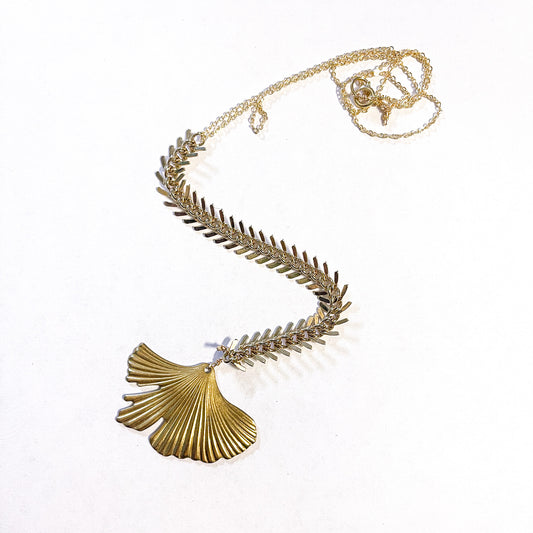 20" Gold Gingko Necklace