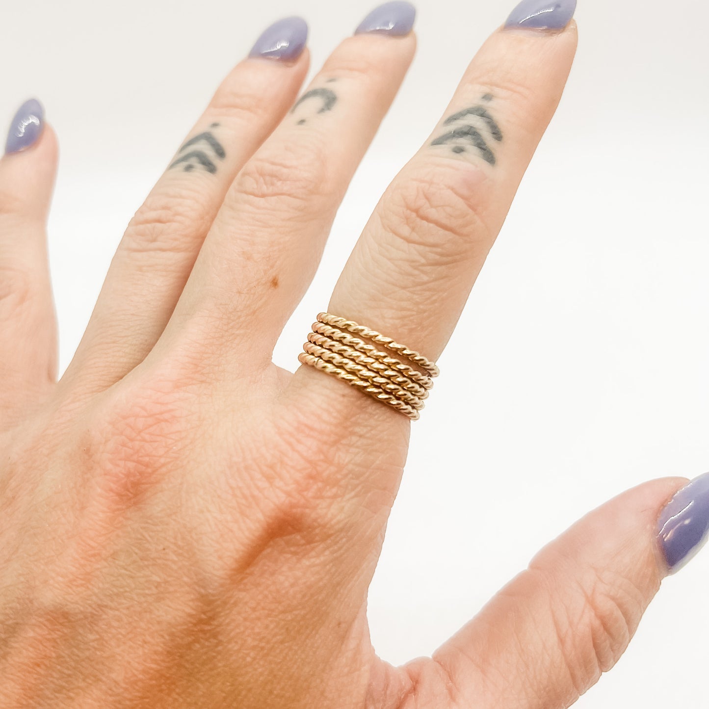 14K Gold Filled Stackers - Twisted Pattern (Set of 5)